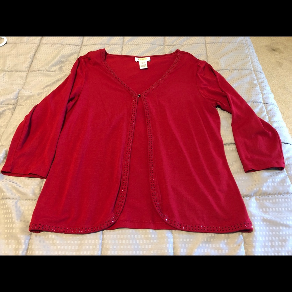 Talbots - Cute Red Embellished Cardigan